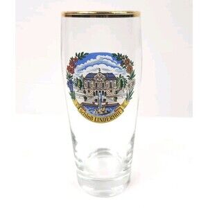 Schlob  Linderhof Gold Like Rimmed Beer Glass Oberammergau & Bayern